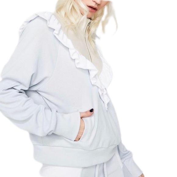 Wildfox Prima Quarter Zip Warm Up Ruffle Pullover Size M - Picture 1 of 8
